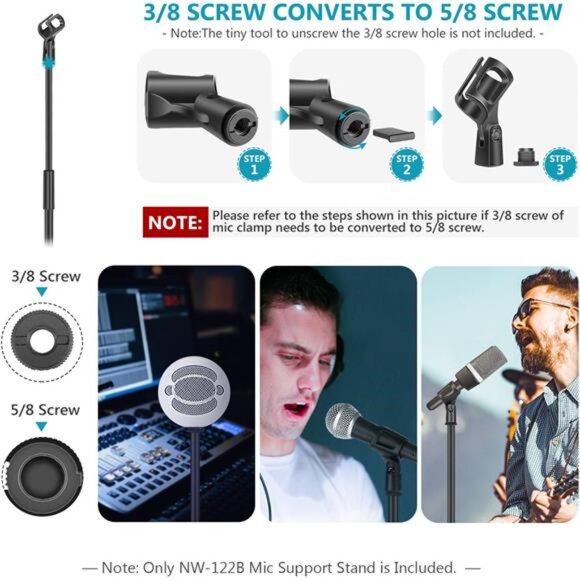 Microphone Stand and Stand with Microphone Door, Adjustable from 100 to 179 cm - Picture 5 of 8